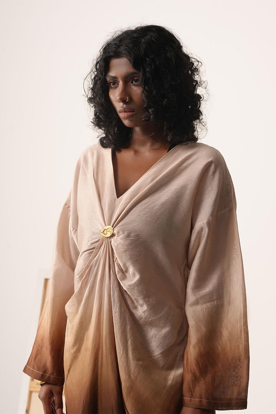 Mul Chanderi Ombre Hand-Dyed Ruched Dress