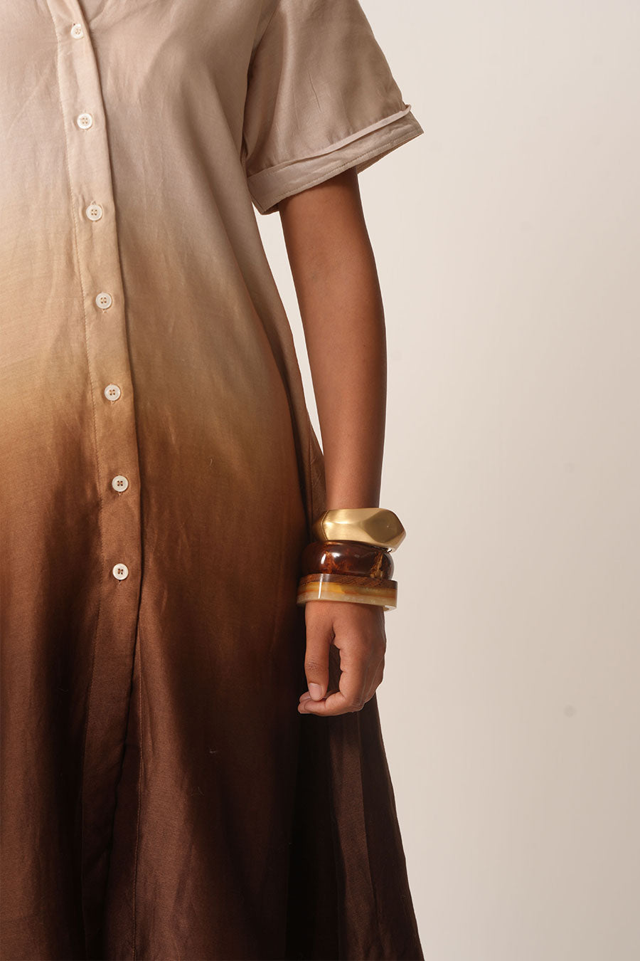 Mul Chanderi Ombre Hand-Dyed Shirt Dress