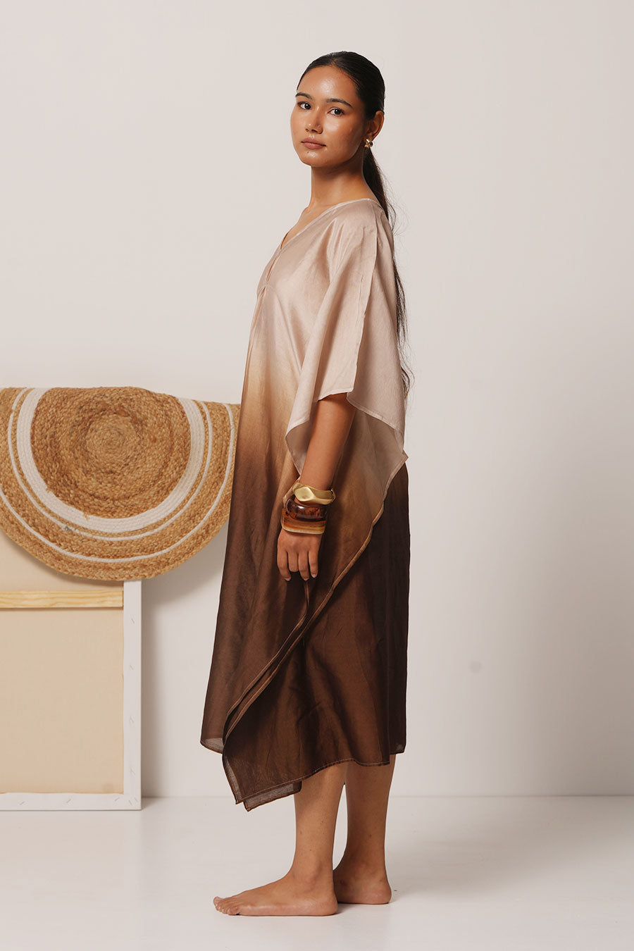 Mul Chanderi Ombre Hand-Dyed Kaftan Dress