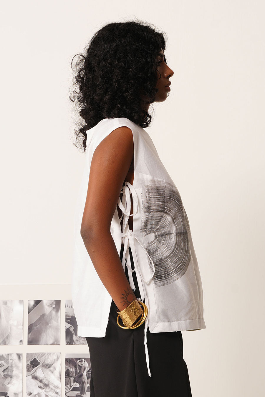 Mul Chanderi Hand-Painted Tie-Up Top