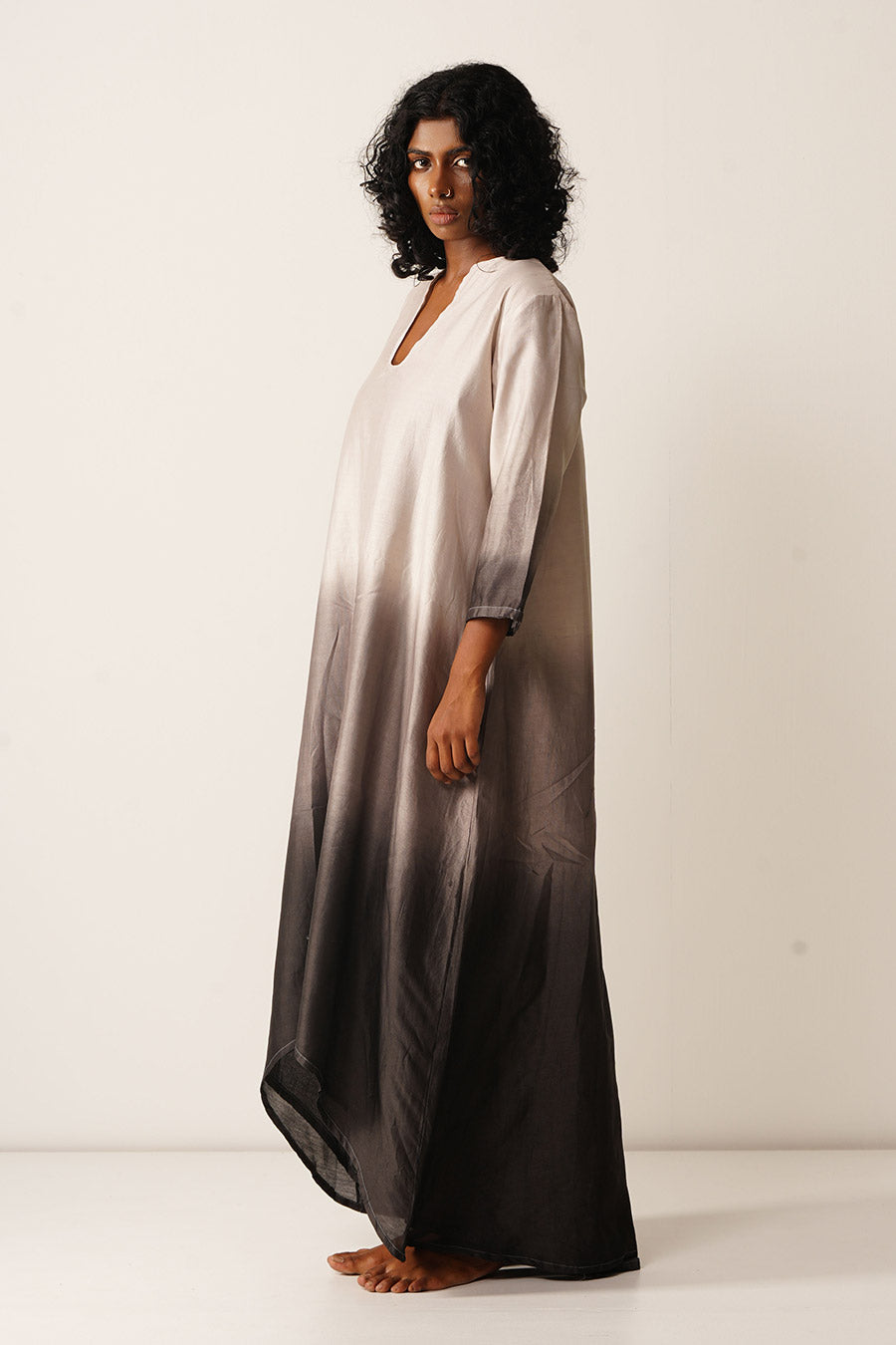 Mul Chanderi Ombre Hand-Dyed Asymmetric Dress
