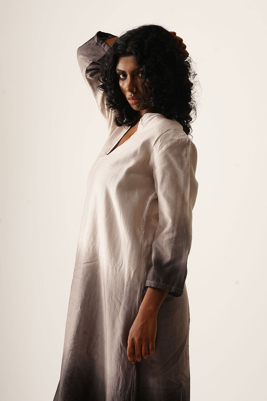 Mul Chanderi Ombre Hand-Dyed Asymmetric Dress