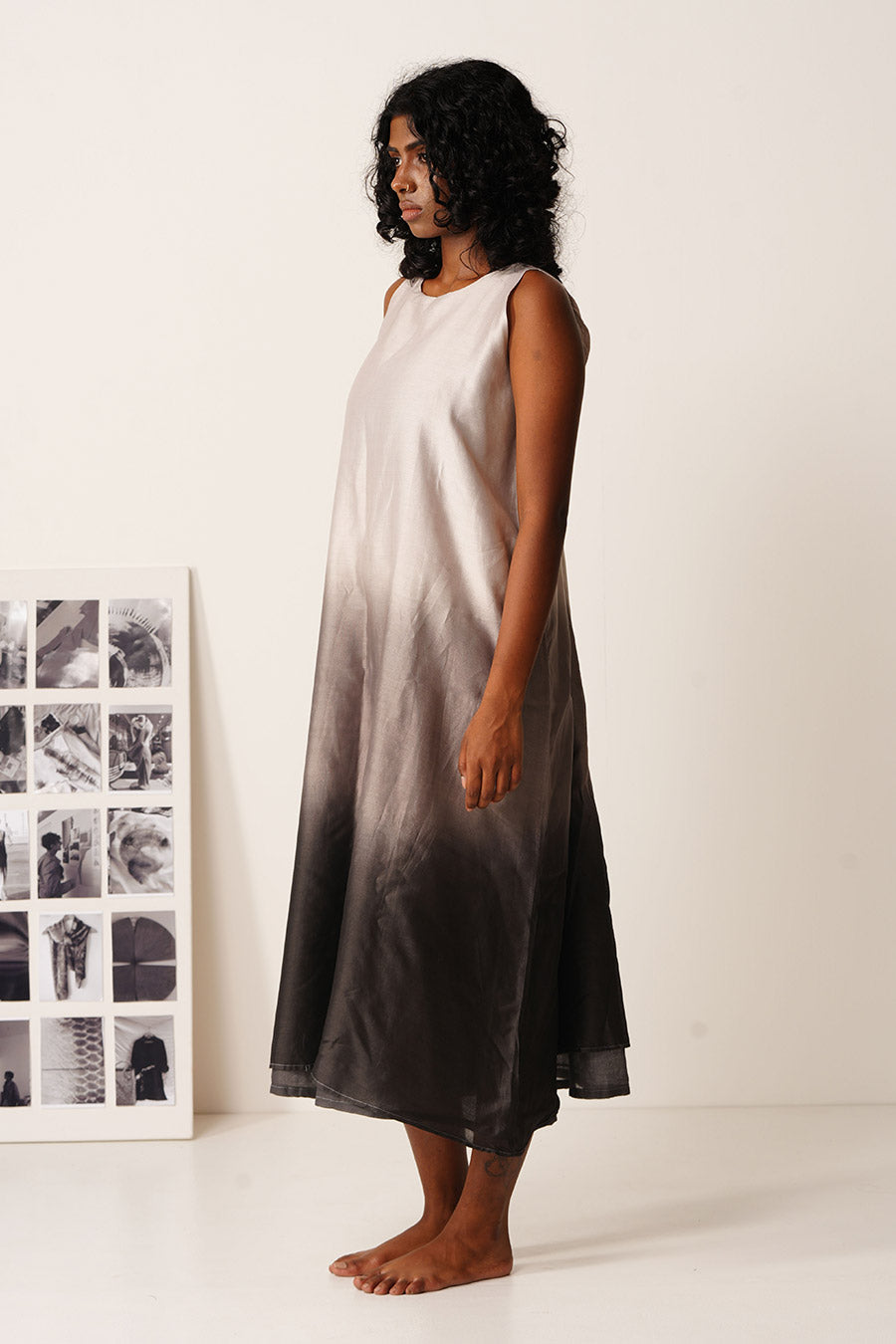 Mul Chanderi Ombre Hand-Dyed Sleeveless Dress