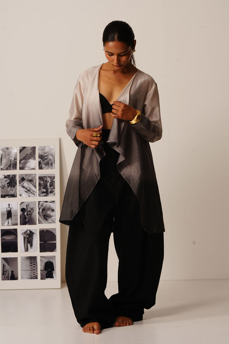 Mul Chanderi Ombre Hand-Dyed Cape Overlay