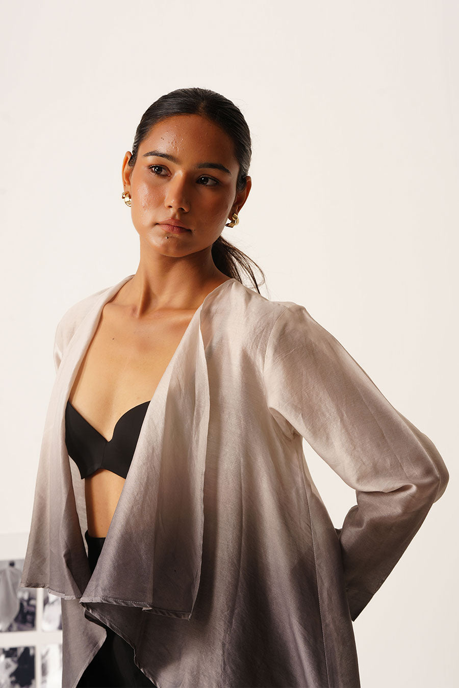 Mul Chanderi Ombre Hand-Dyed Cape Overlay