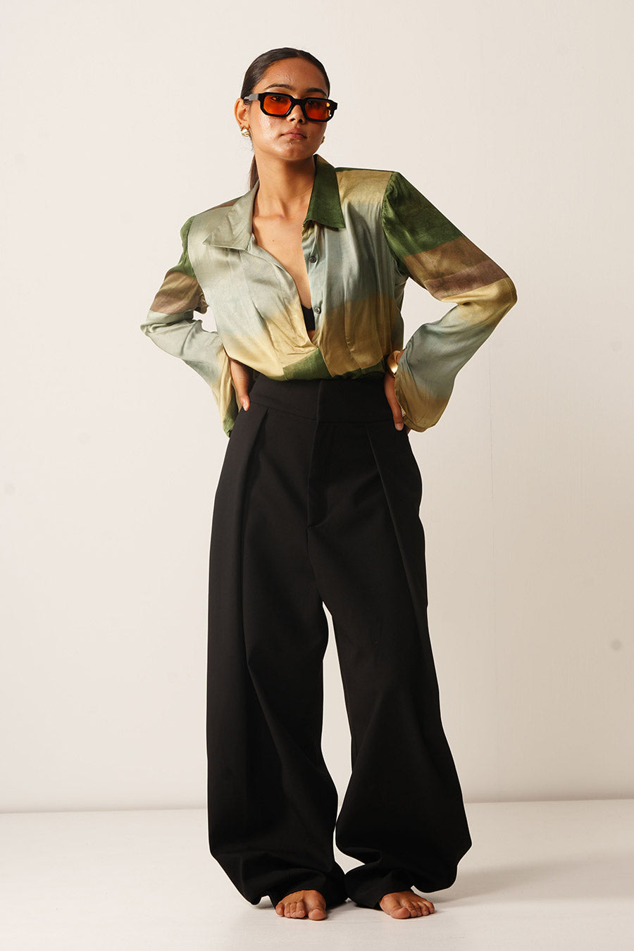 Multicoloured Abstract Print Satin Top