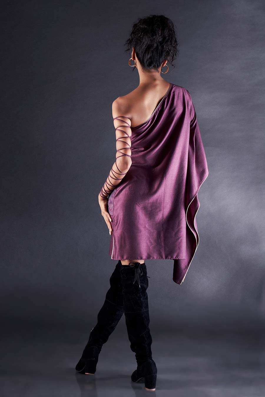Purple Embroidered Kaftan Dress