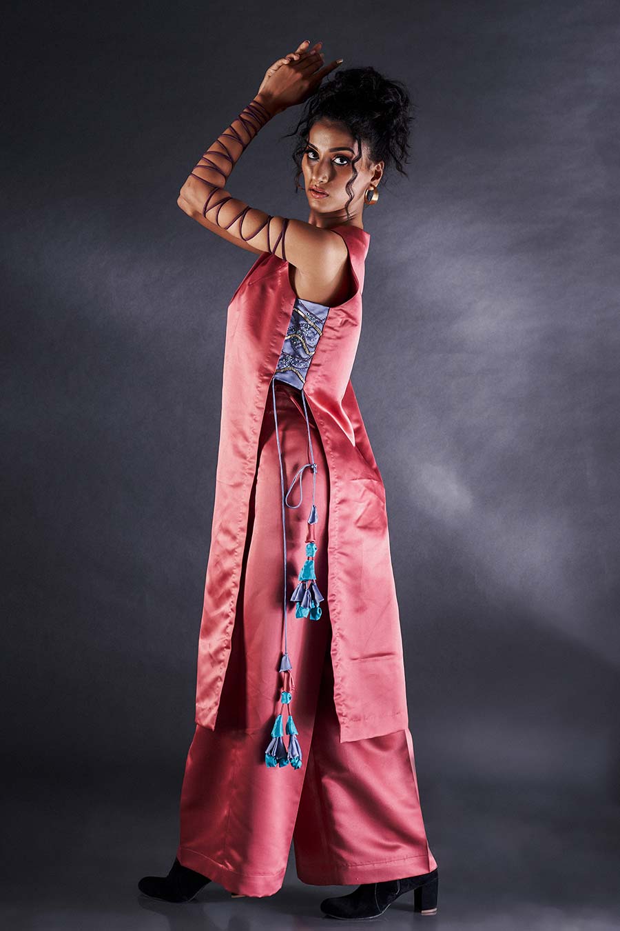 Rust Embroidered Tunic & Pant Set