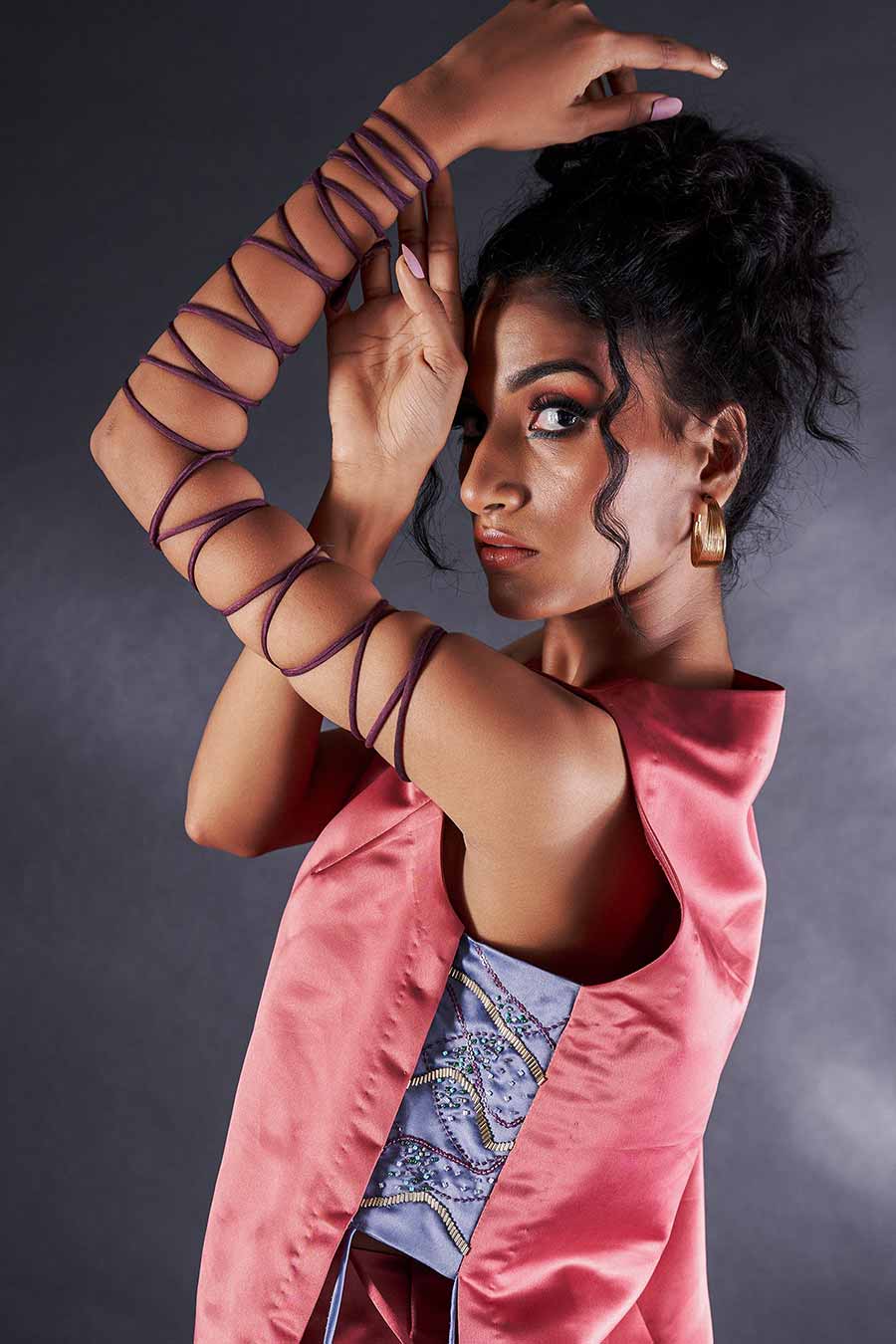 Rust Embroidered Tunic & Pant Set