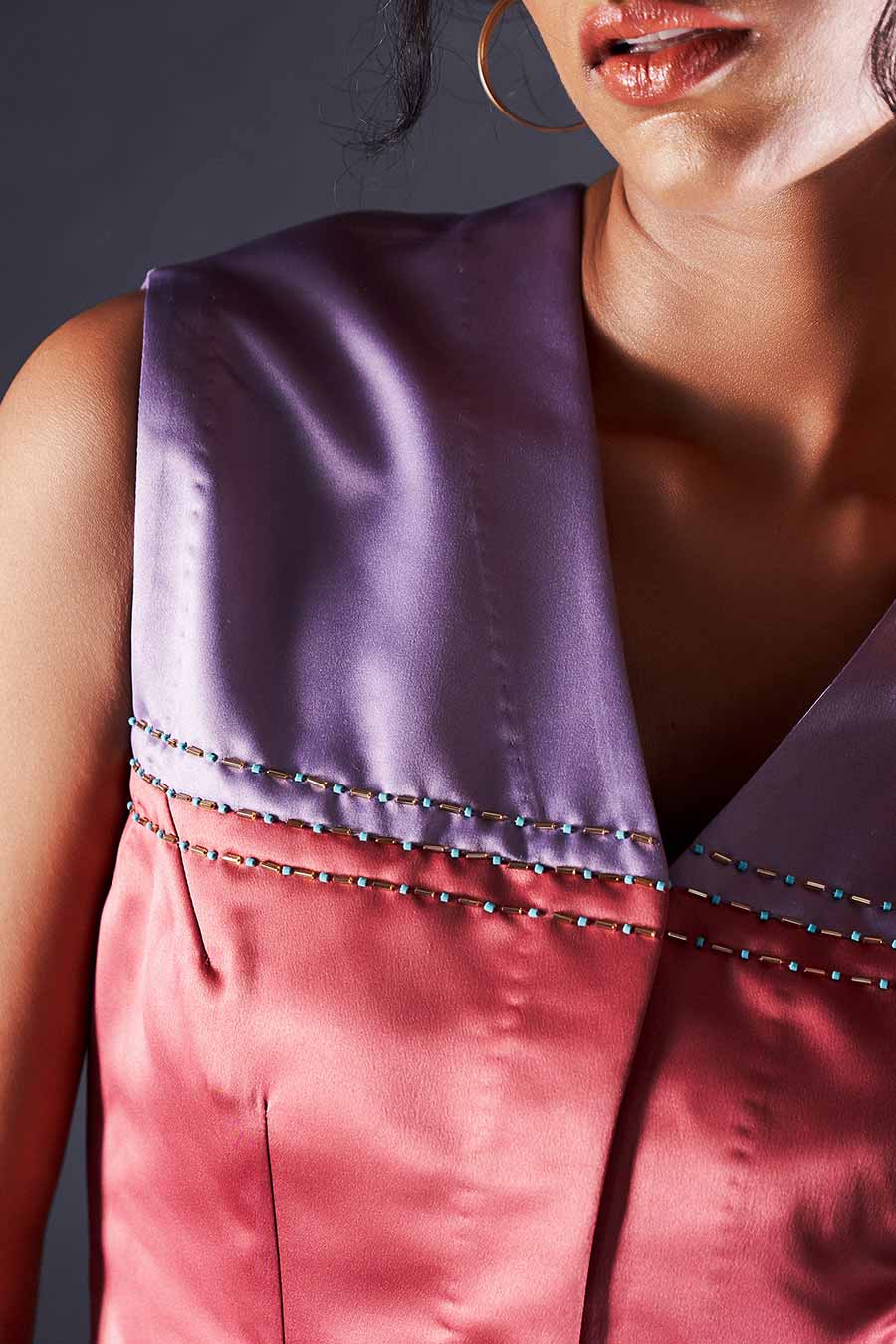 Rust & Purple Vest Top & Pant Co-Ord Set