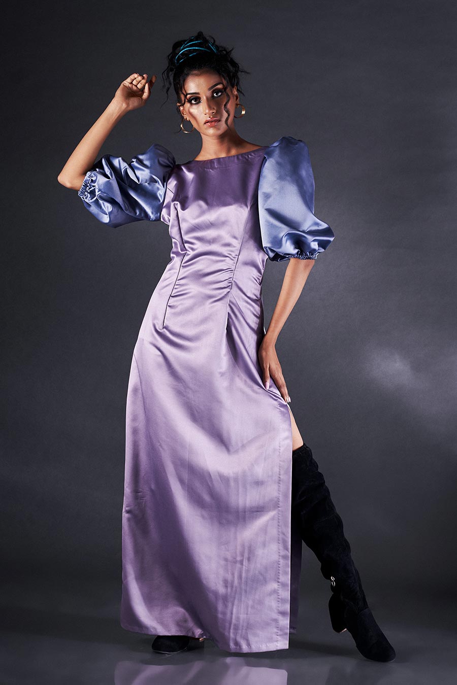 Blue & Purple High-Slit Gown