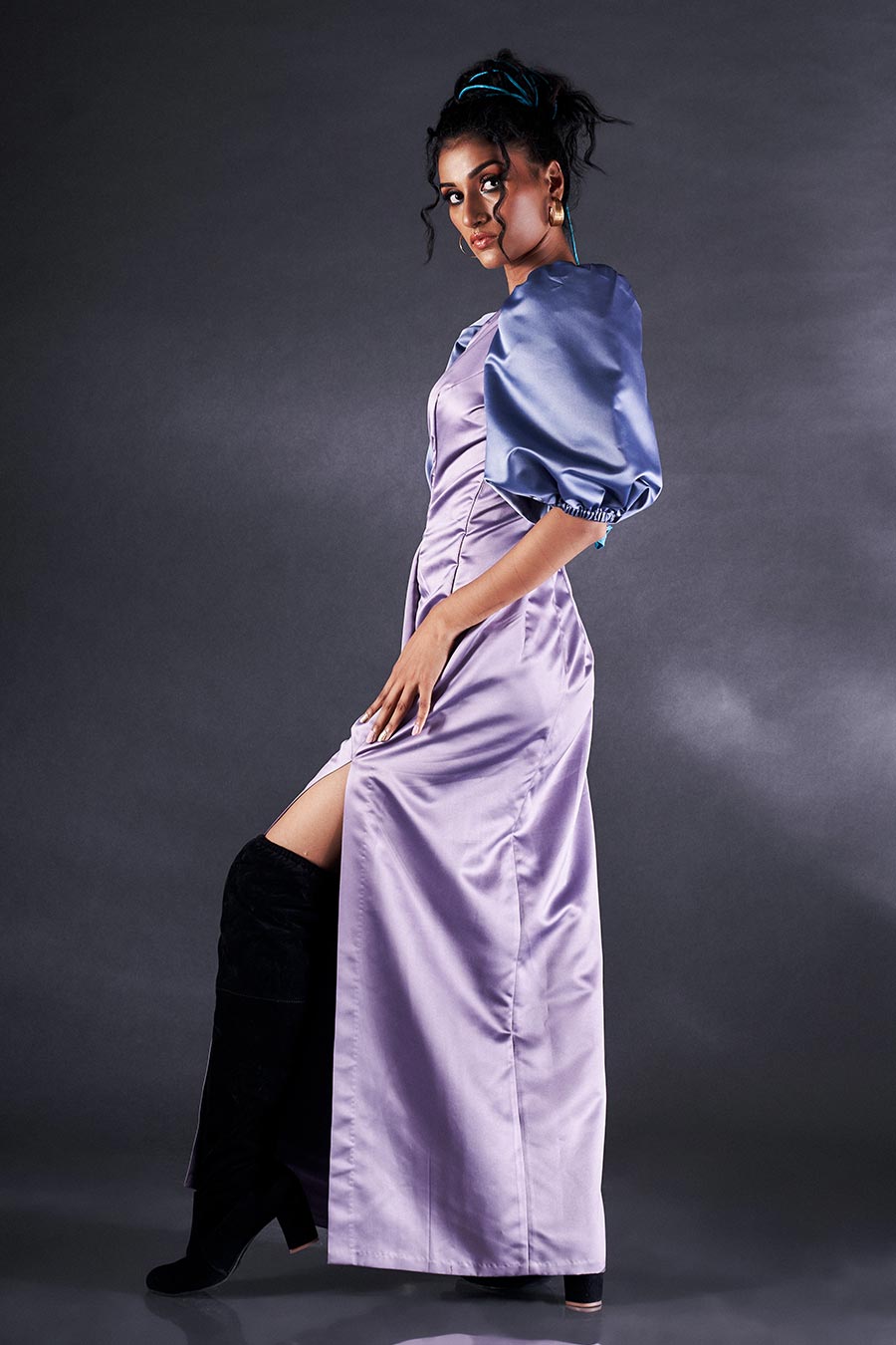 Blue & Purple High-Slit Gown