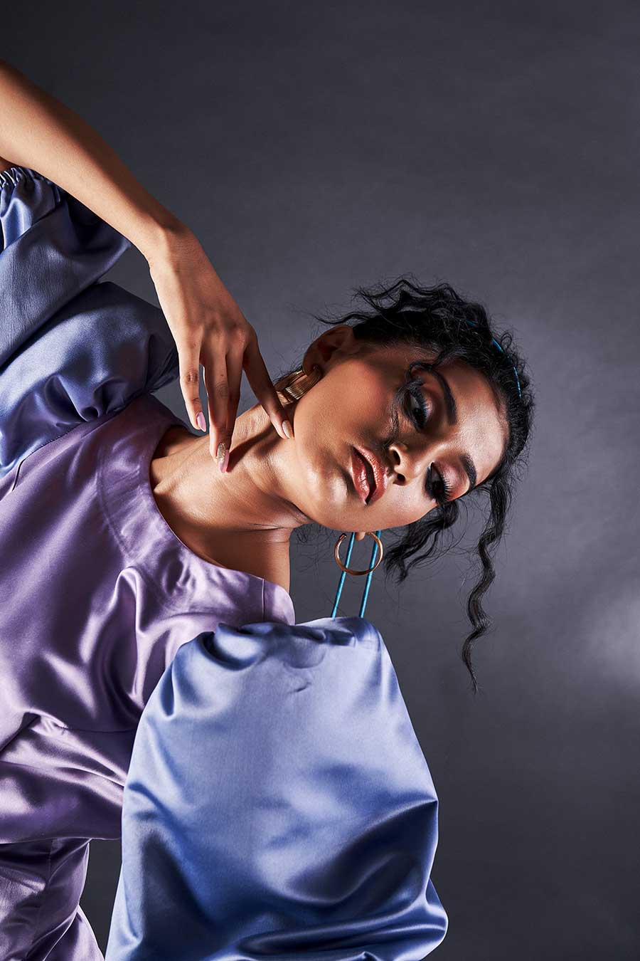 Blue & Purple High-Slit Gown