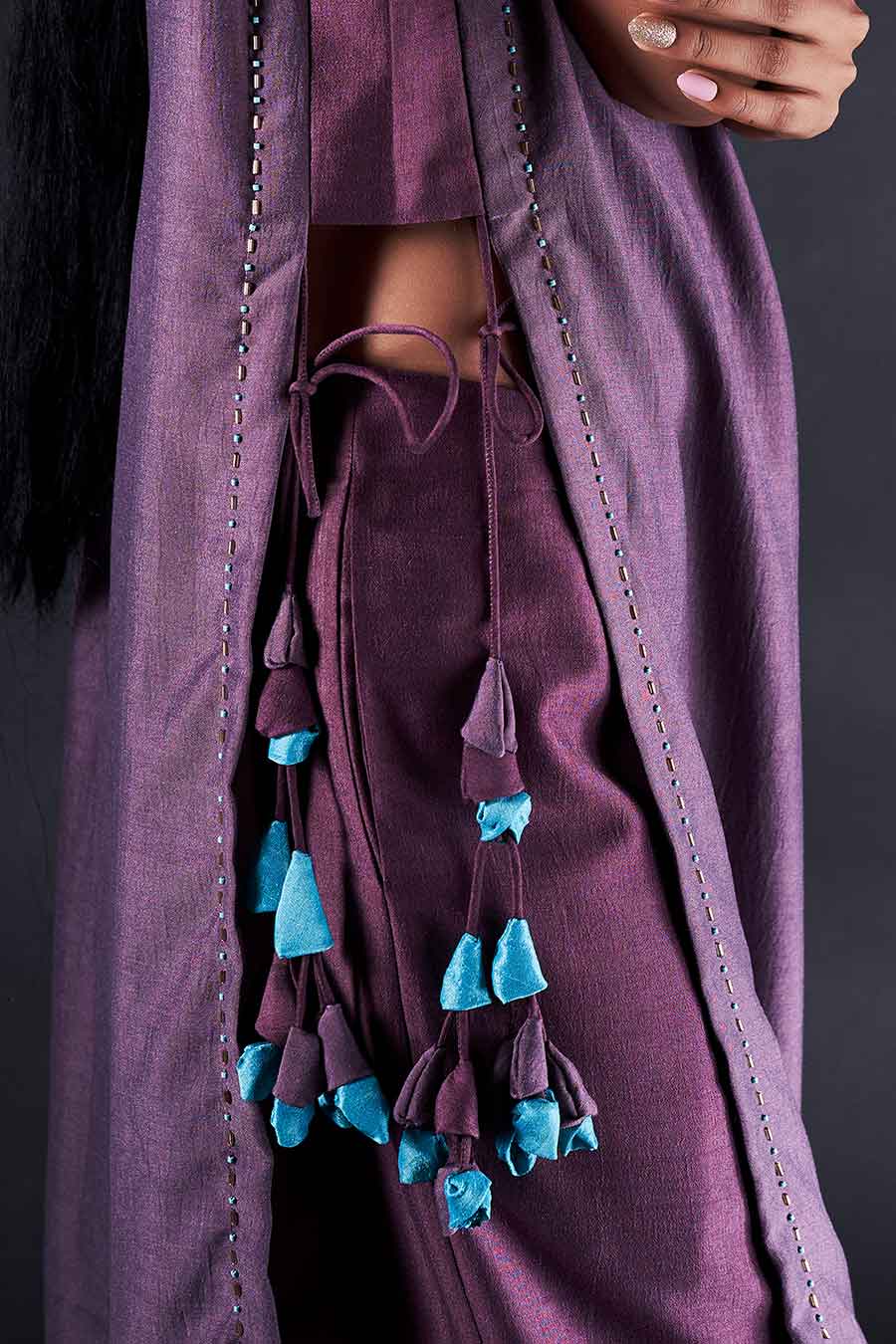 Purple Embroidered Tunic & Pant Set
