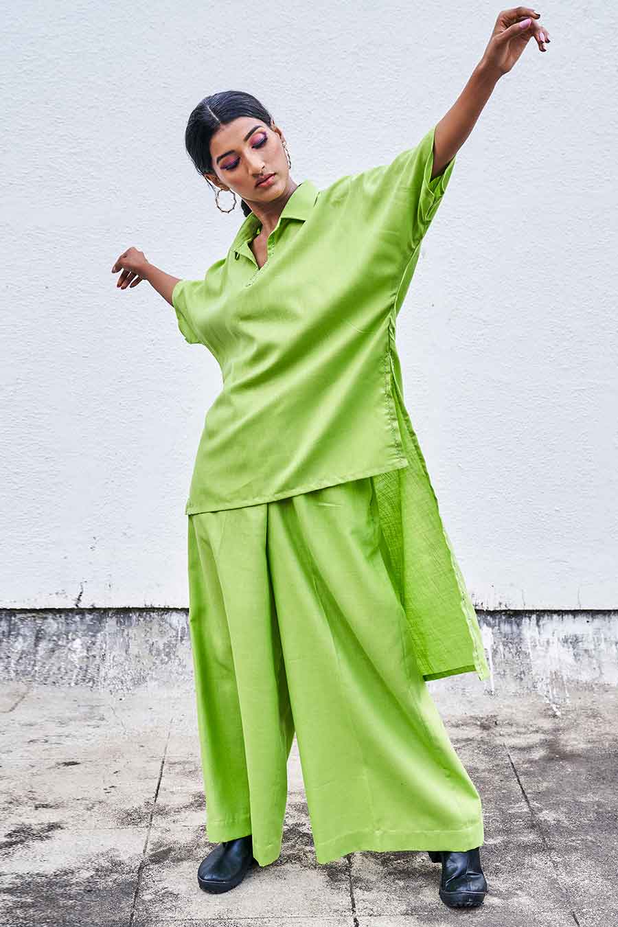 Light Green High-Low Top & Pant Co-Ord Set