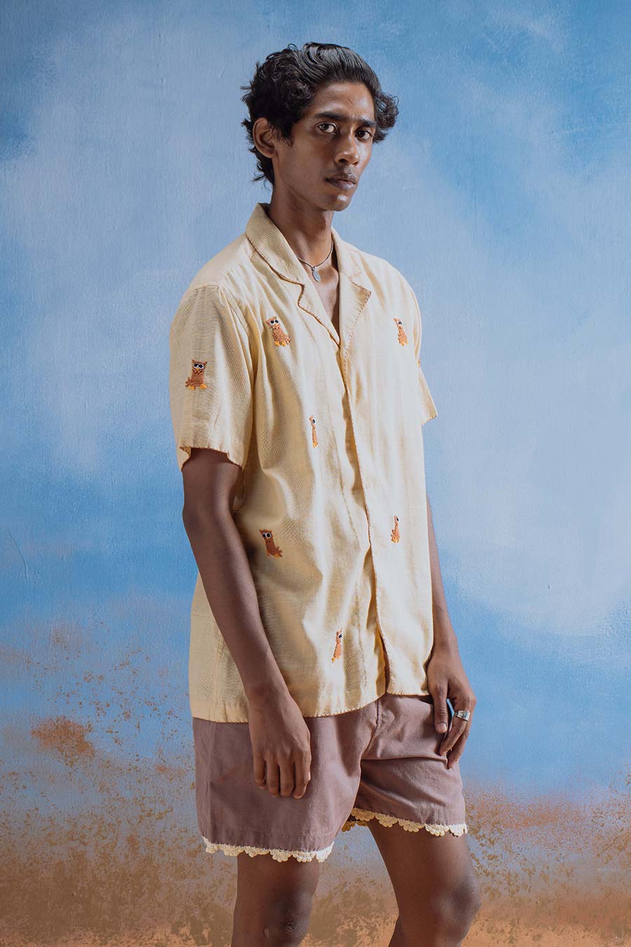 Pine Brown Cotton Embroidered Ullu Shirt