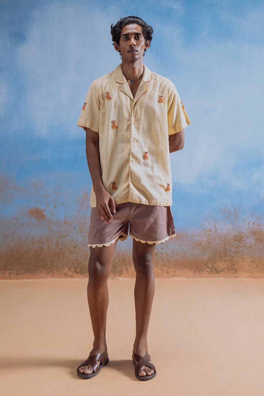 Pine Brown Cotton Embroidered Ullu Shirt