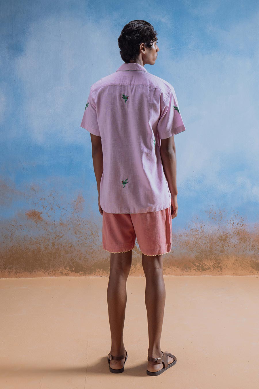 Pink Cotton Embroidered Hummingbird Harmony Shirt