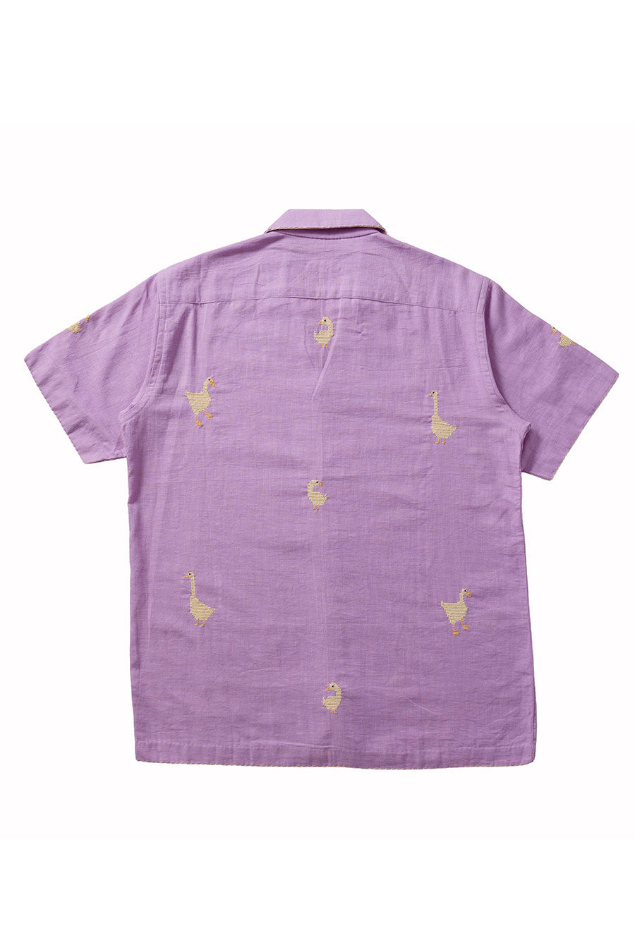 Purple Cotton Embroidered Playful Quacks Shirt