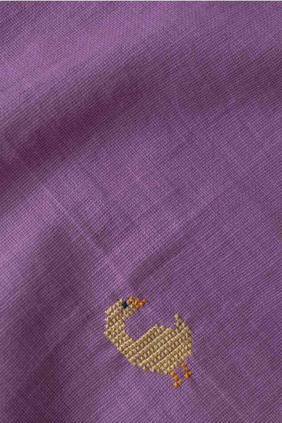 Purple Cotton Embroidered Playful Quacks Shirt
