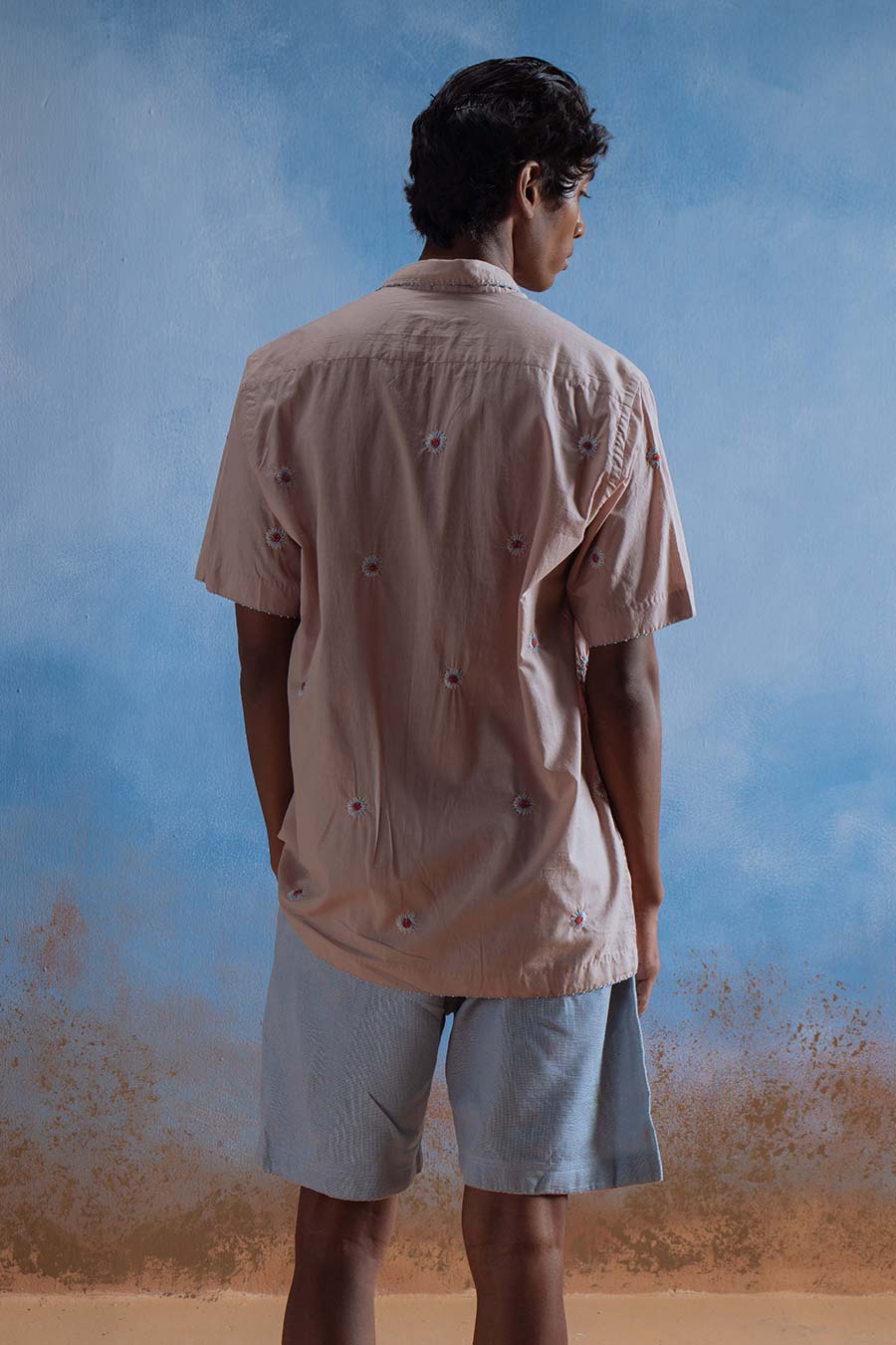 Rosy Brown Cotton Embroidered Blush Bloom Shirt
