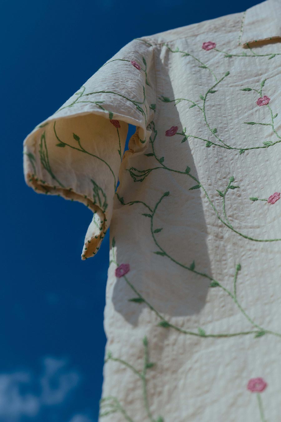 Beige Cotton Embroidered Blooming Jaal Shirt