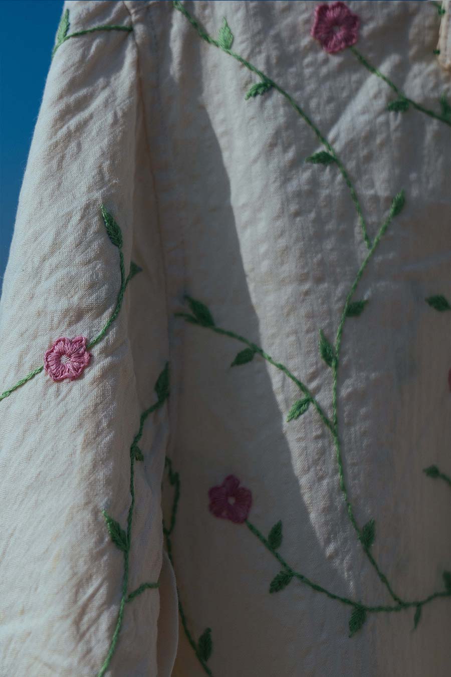 Beige Cotton Embroidered Blooming Jaal Shirt