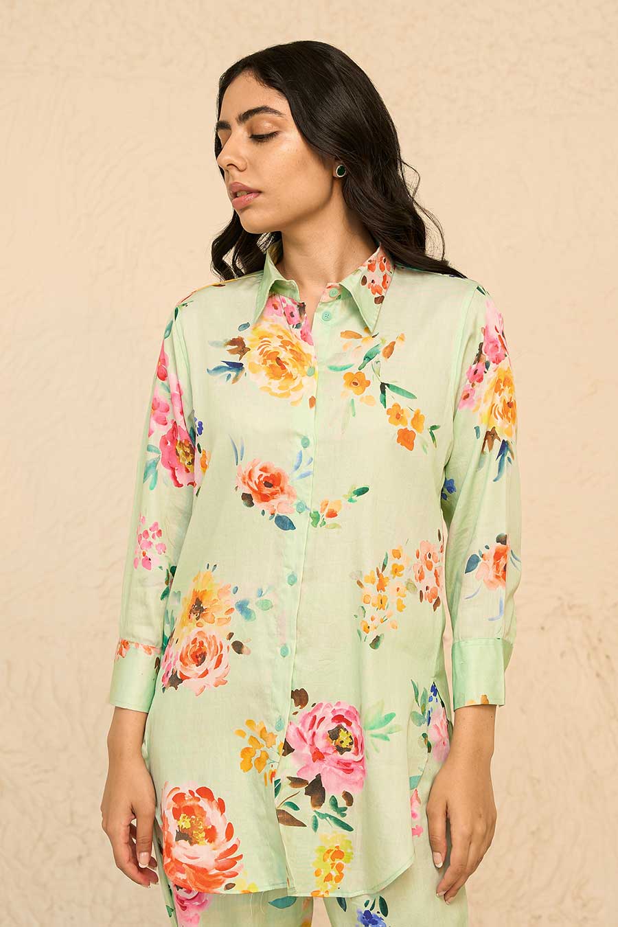 Tropical Green Printed Shirt & Pant Co-Ord Set