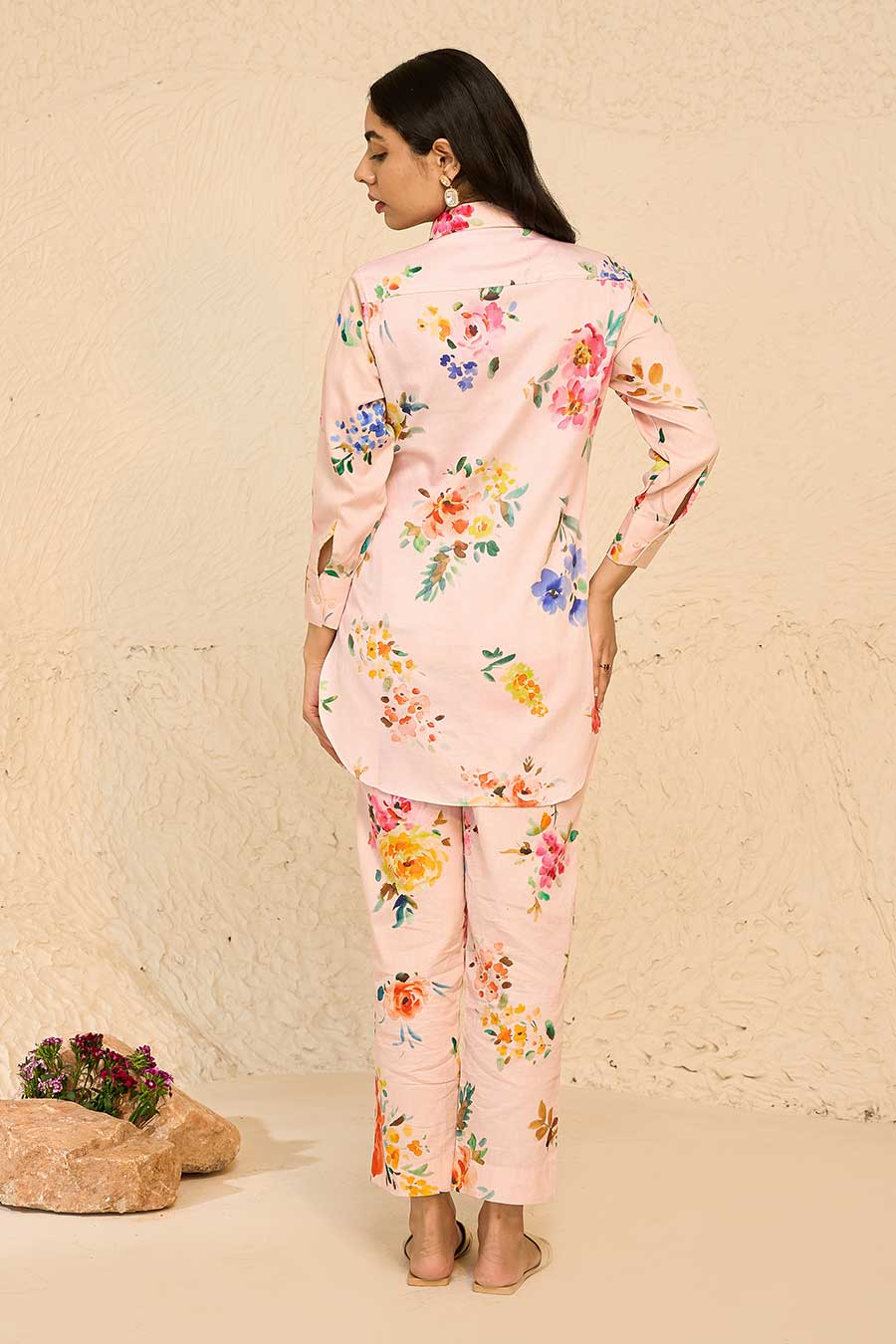 Tropical Pink Printed Shirt & Pant Co-Ord Set