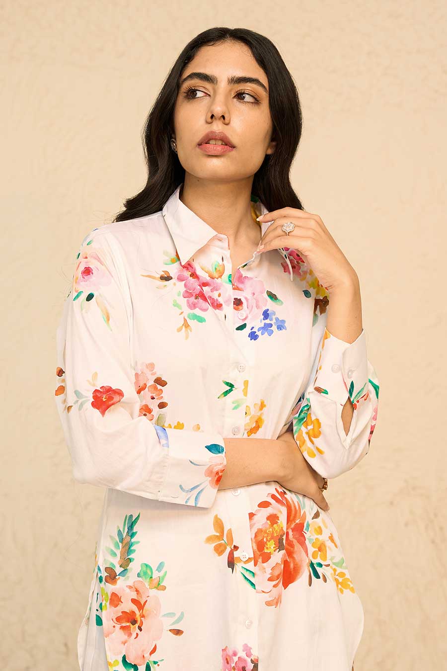 Tropical White Printed Shirt & Pant Co-Ord Set