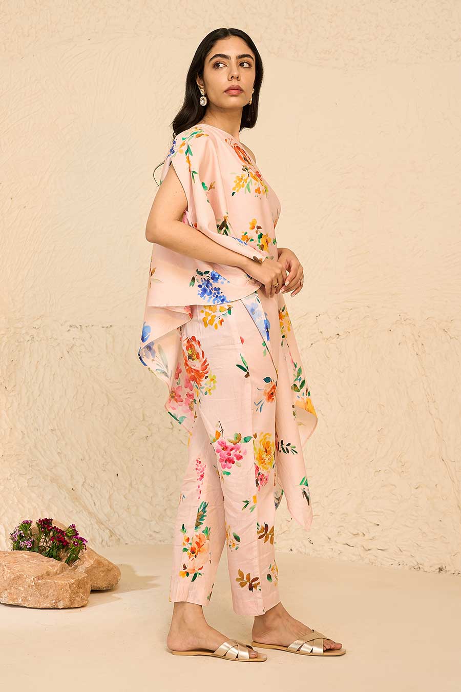 Tropical Pink Printed Kaftan & Pant Co-Ord Set