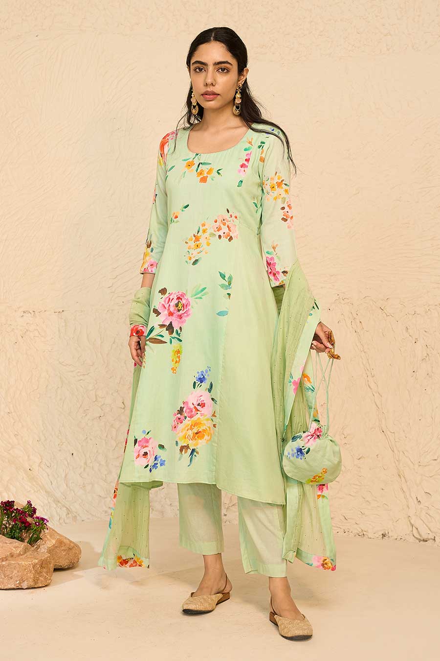 Tropical Green Printed Kurta Set