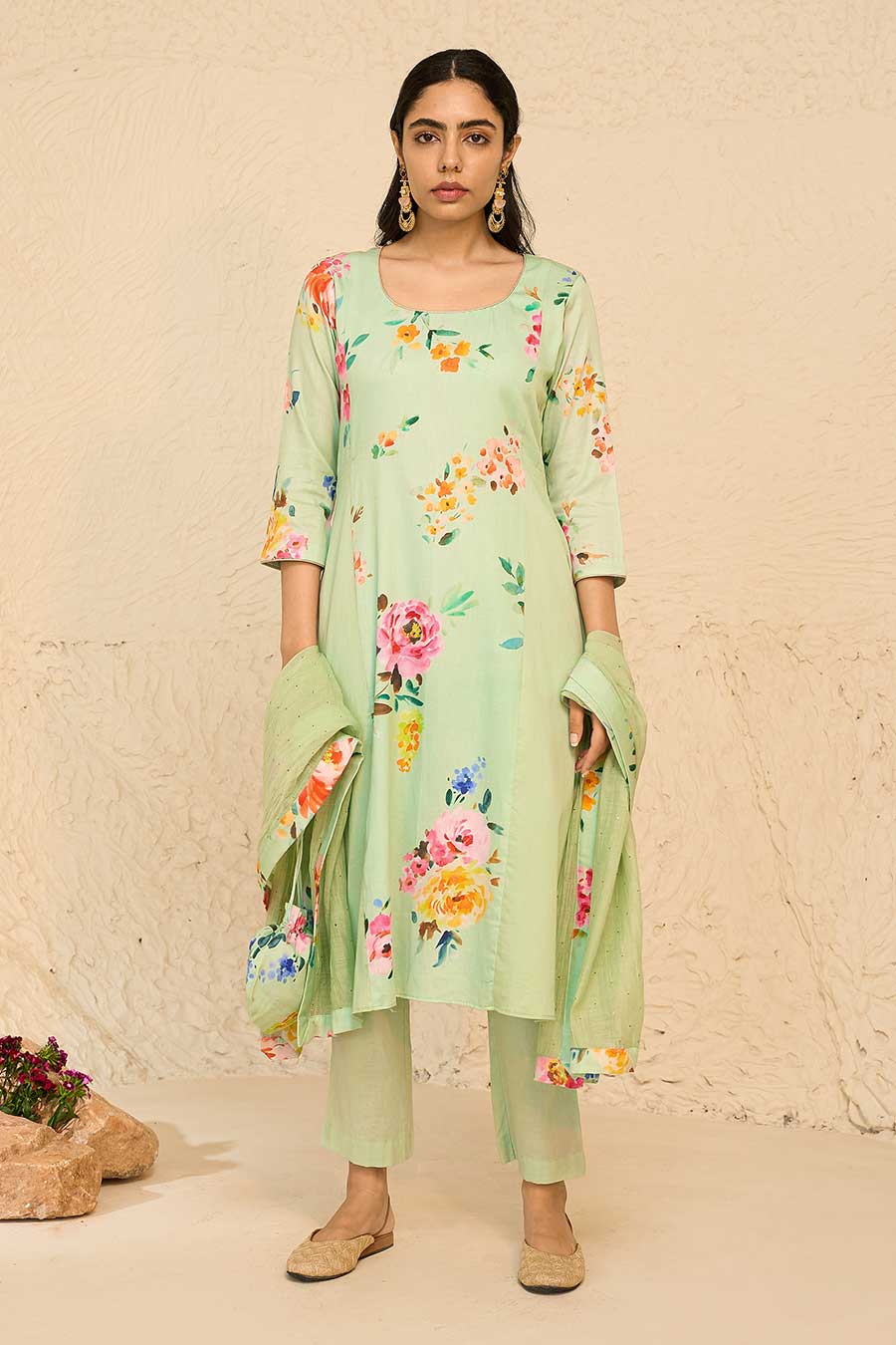 Tropical Green Printed Kurta Set