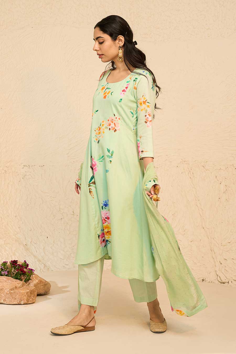 Tropical Green Printed Kurta Set