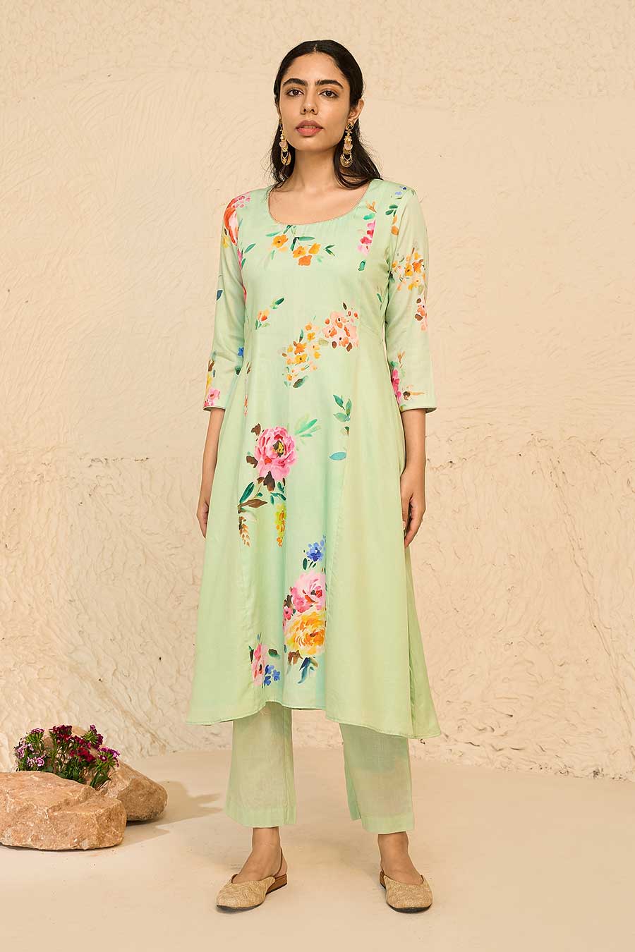 Tropical Green Printed Kurta Set