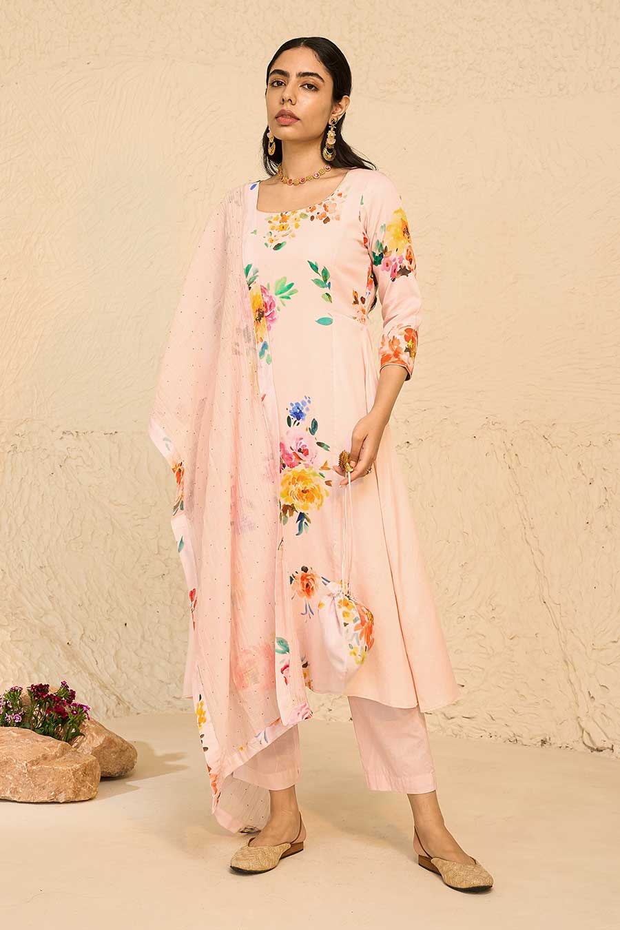 Tropical Pink Printed Kurta Set