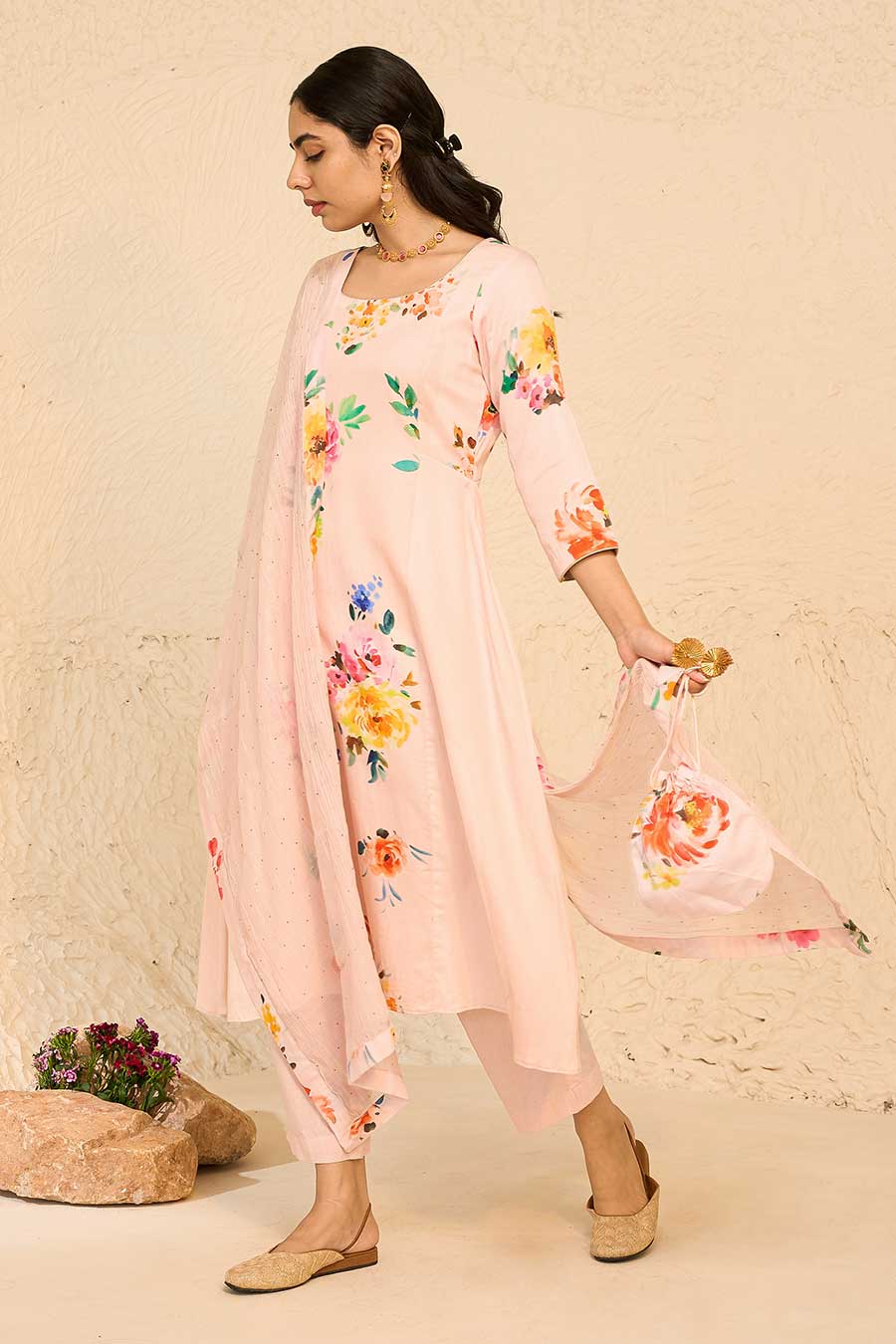 Tropical Pink Printed Kurta Set