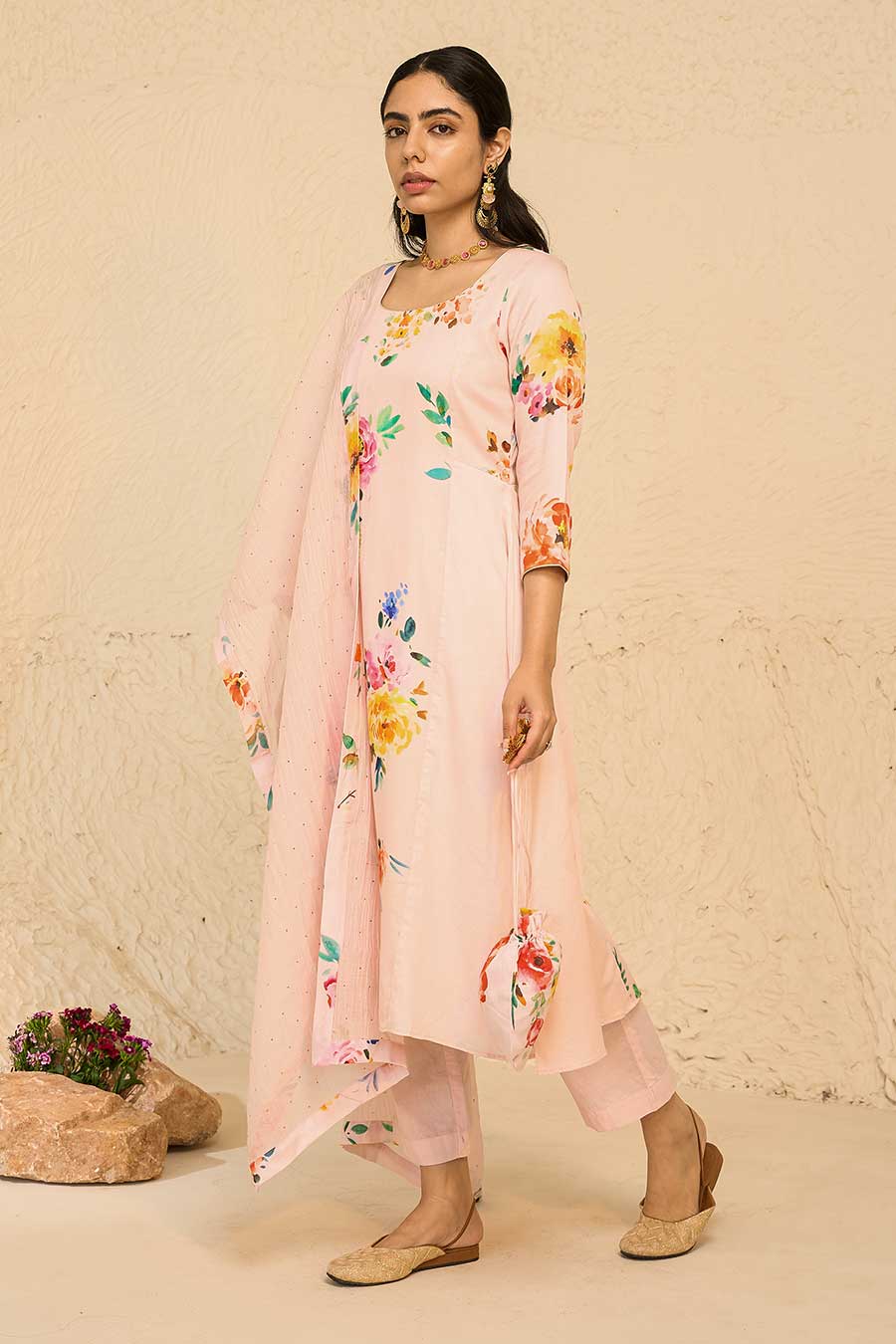 Tropical Pink Printed Kurta Set