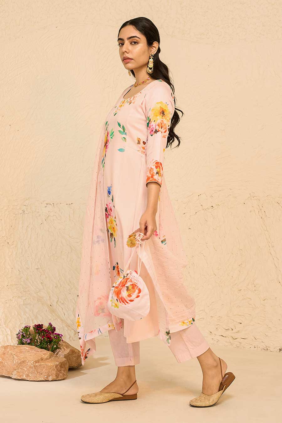 Tropical Pink Printed Kurta Set