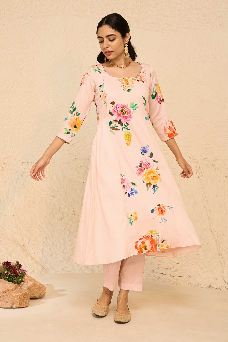 Tropical Pink Printed Kurta Set