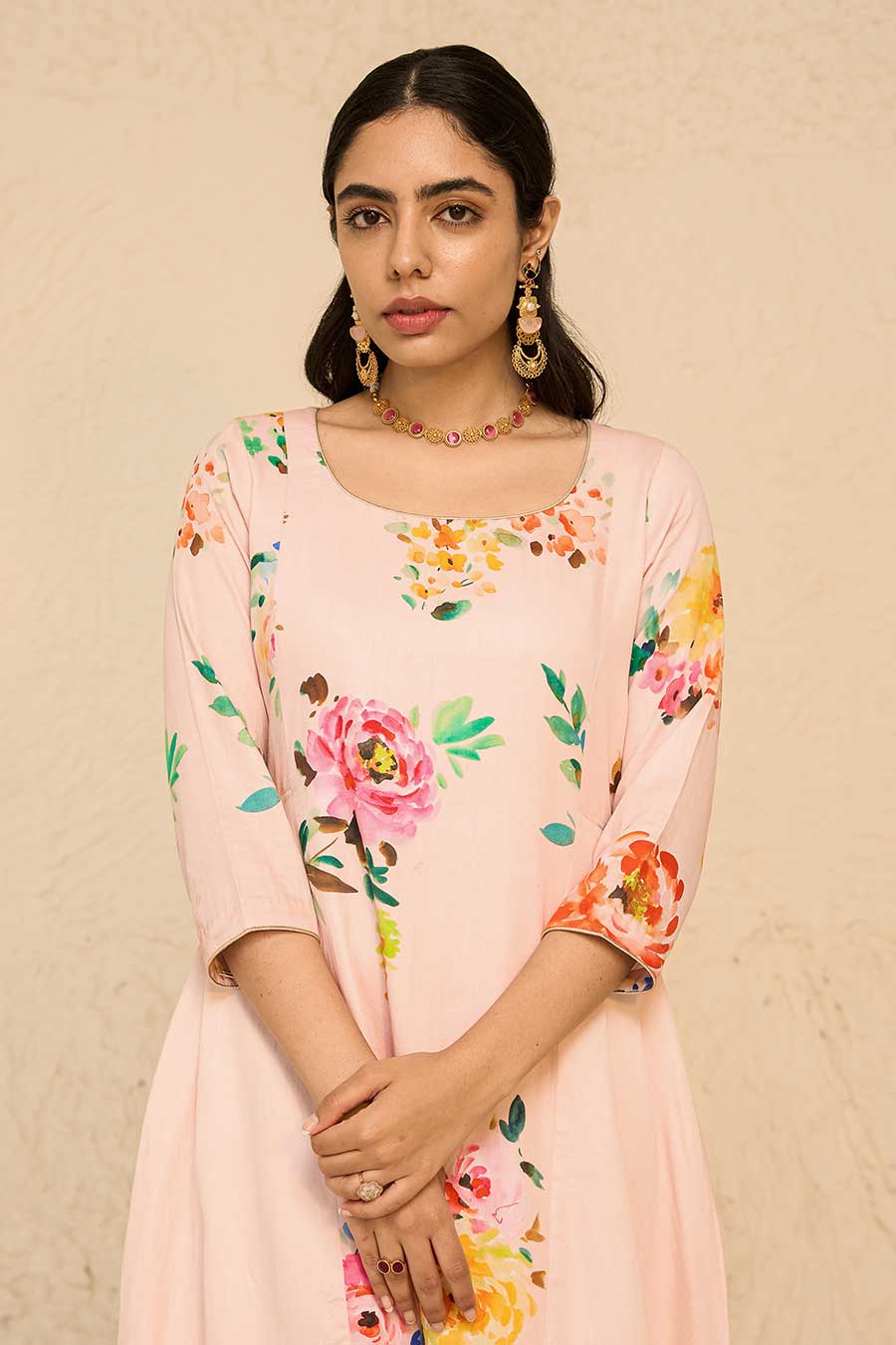 Tropical Pink Printed Kurta Set