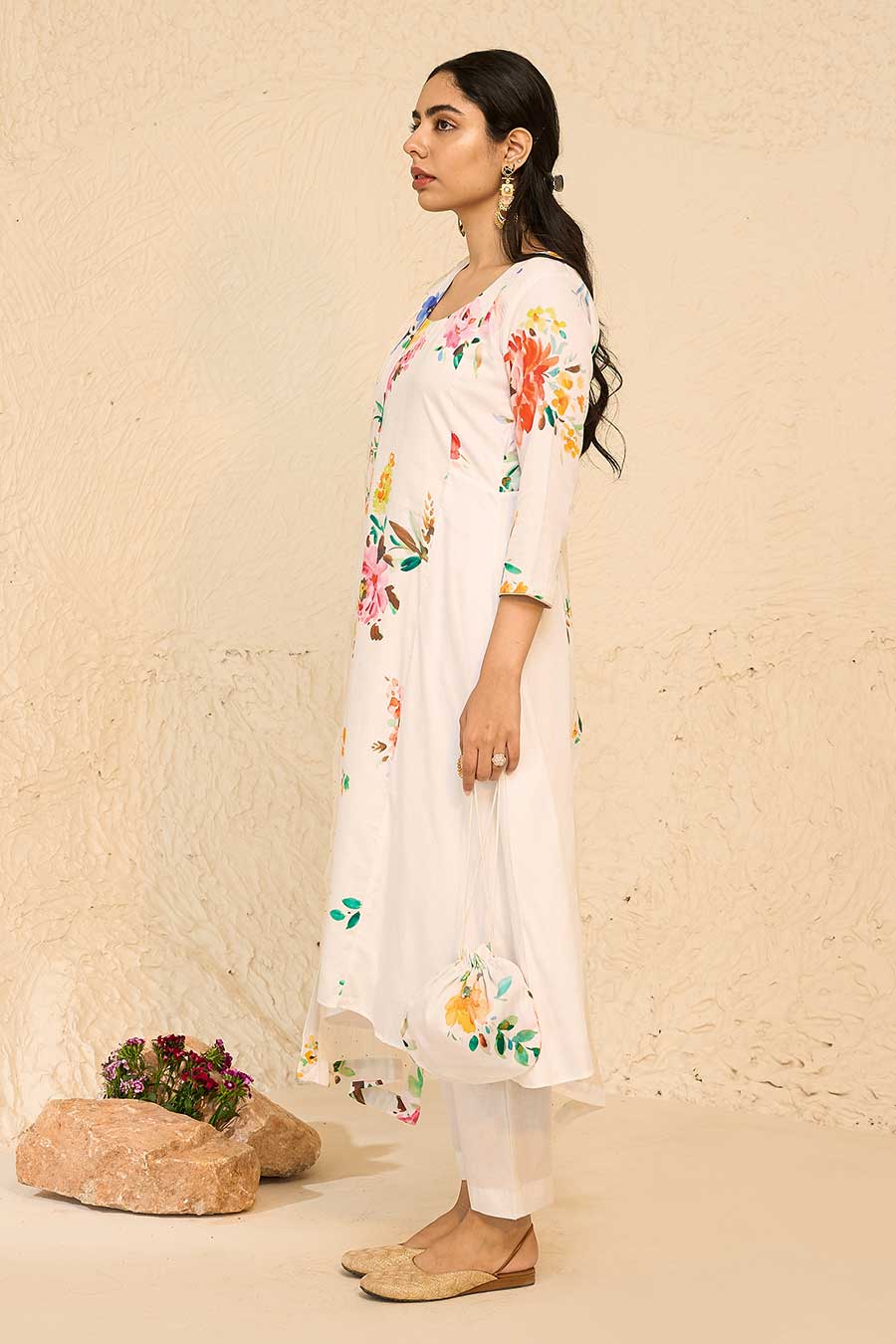 Tropical White Printed Kurta Set