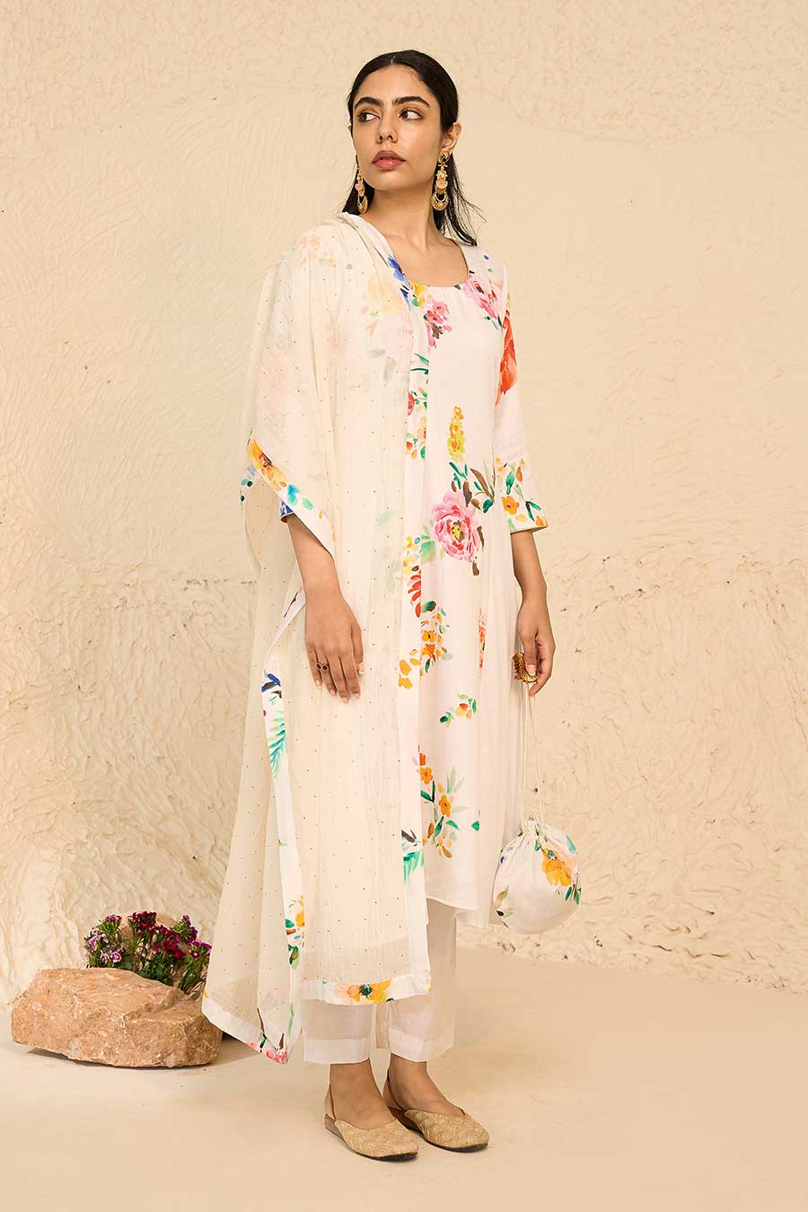 Tropical White Printed Kurta Set