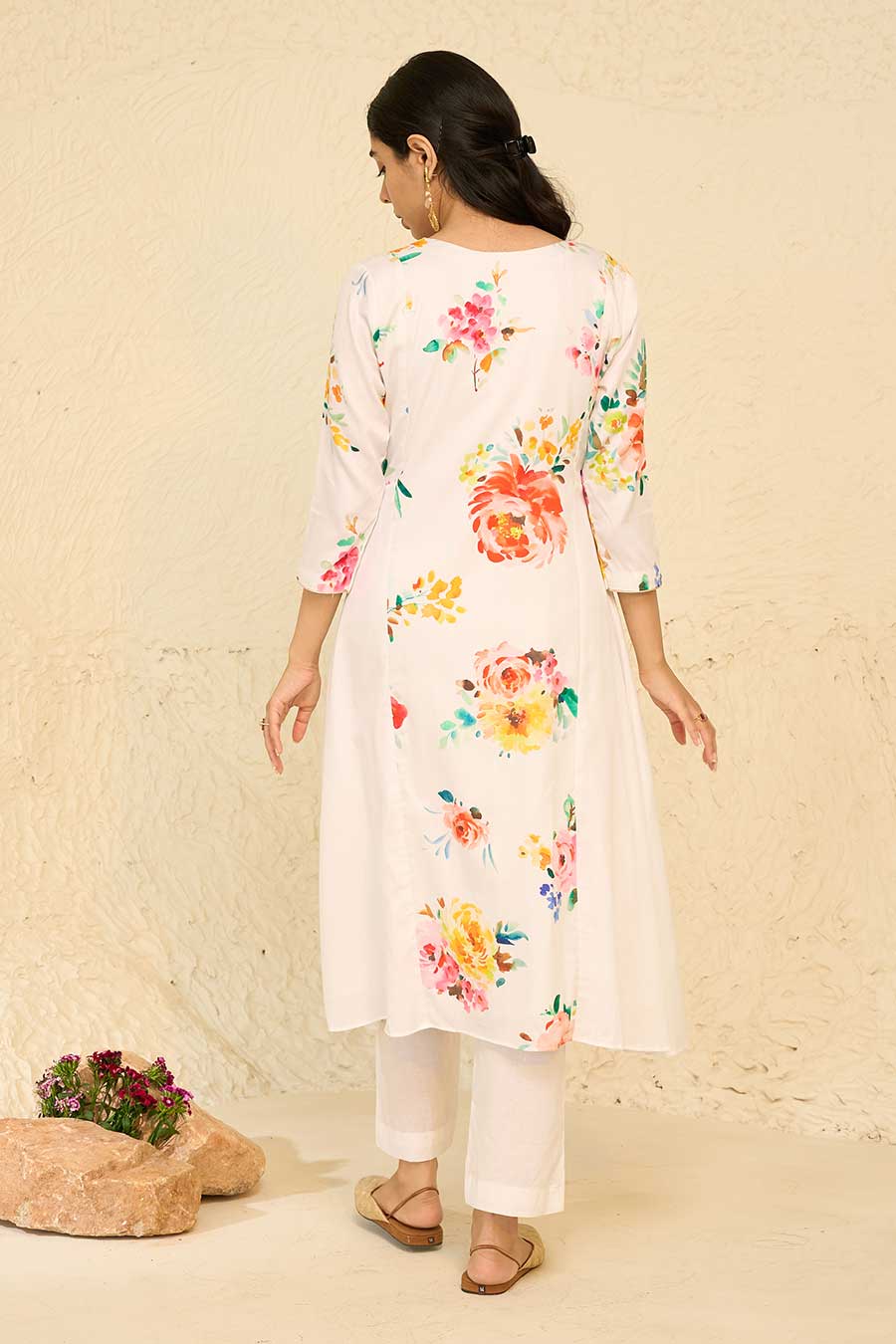 Tropical White Printed Kurta Set