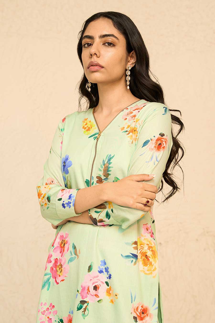 Tropical Green Printed Kurta & Pant Co-Ord Set