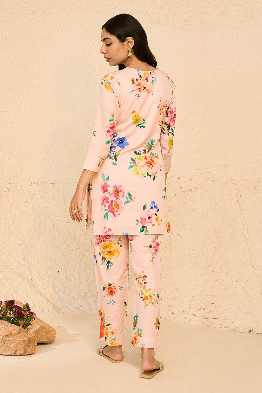 Tropical Pink Printed Kurta & Pant Co-Ord Set
