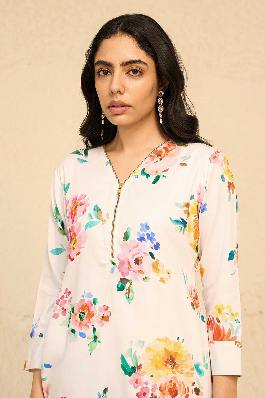 Tropical White Printed Kurta & Pant Co-Ord Set