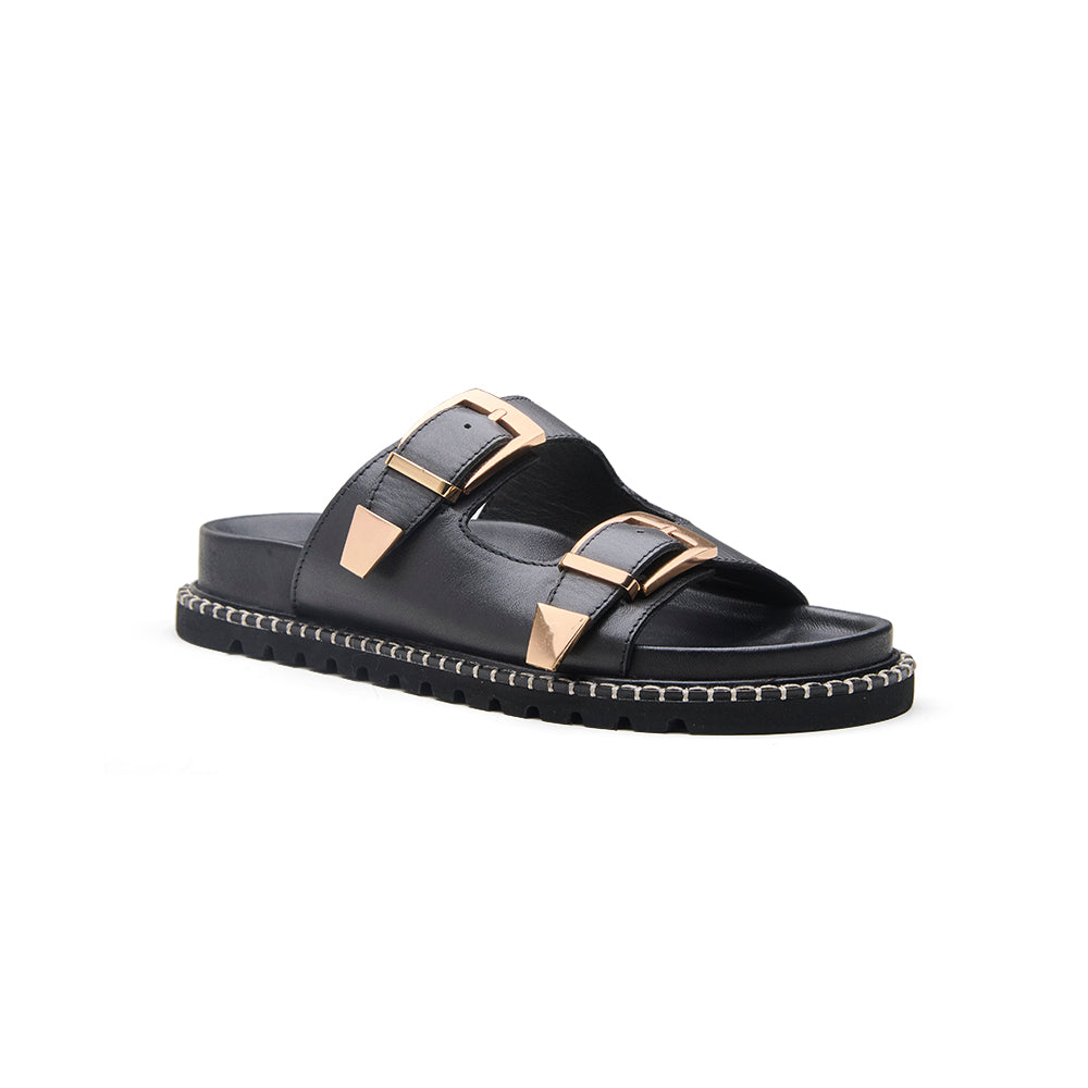 Black Stitch Sandal