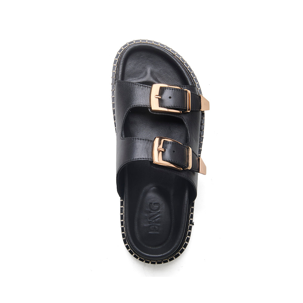 Black Stitch Sandal