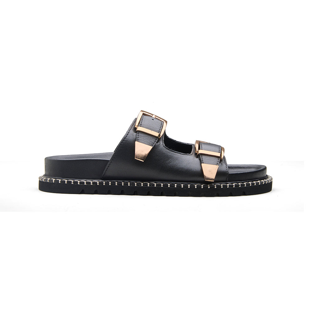 Black Stitch Sandal